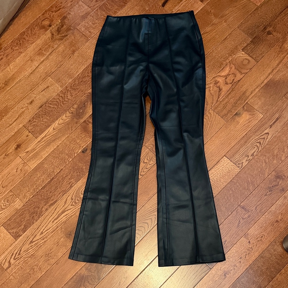 Zara Black Faux Leather Flared Pants